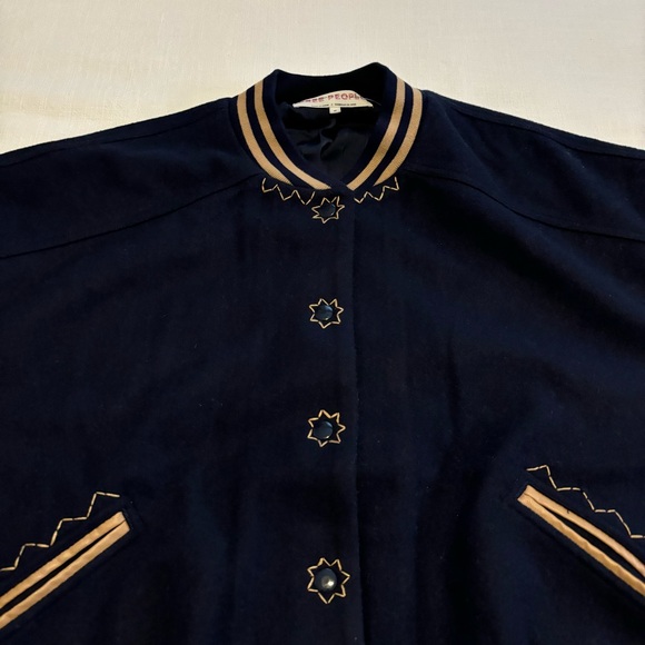 Free People Home Run Varsity Bomber Jacket MEDIUM NWOT - Picture 6 of 11